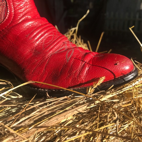 LARRY MAHAN VINTAGE 80s Tall Leather Cowboy Boots - Picture 4 of 16